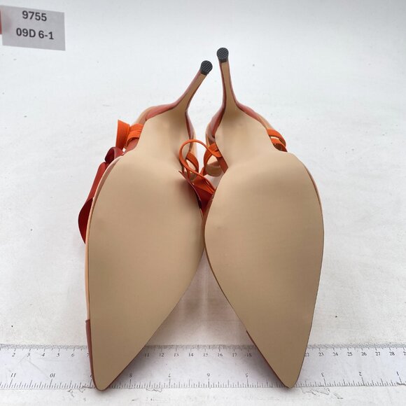 FSJ Orange Clear High Heel Pump D'Orsay Pointed Toe Ankle Strap Lace Up Sandal - Picture 6 of 7